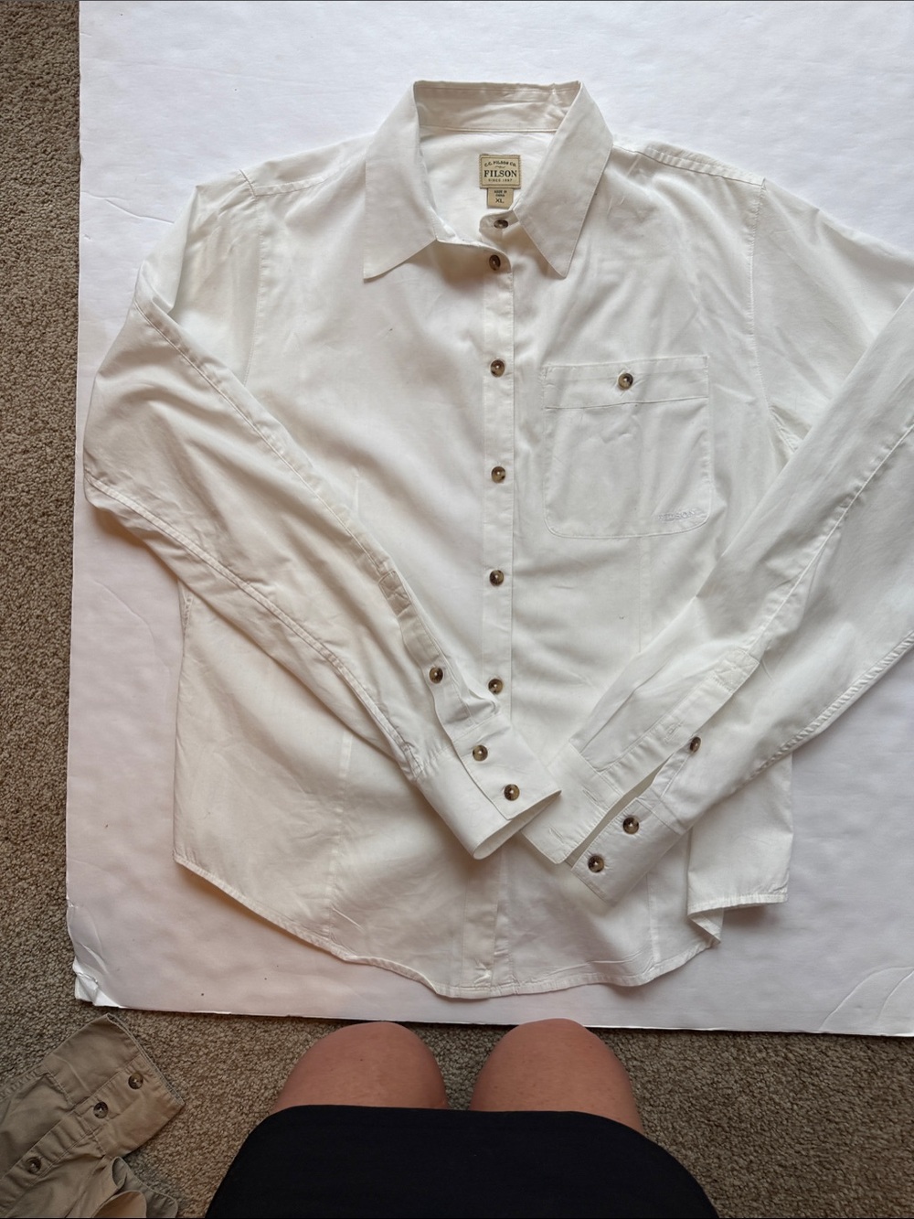 Filson White Long-Sleeve Button-Down Work Shirt